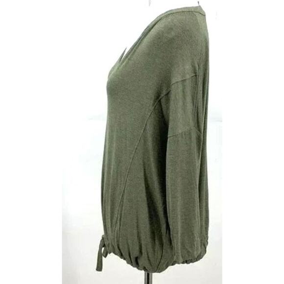 H by Bordeaux Drawstring Waist 3/4 Sleeve Top Sz Medium in Green Heather NWT - Picture 4 of 7